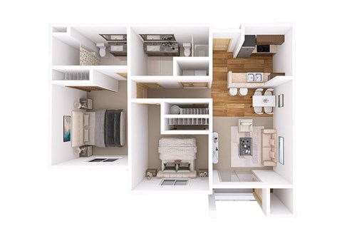 Floor plan for 2 beds, 2 baths, 1082 sqft